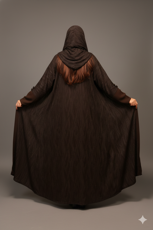 Elegant Brown Textured Abaya