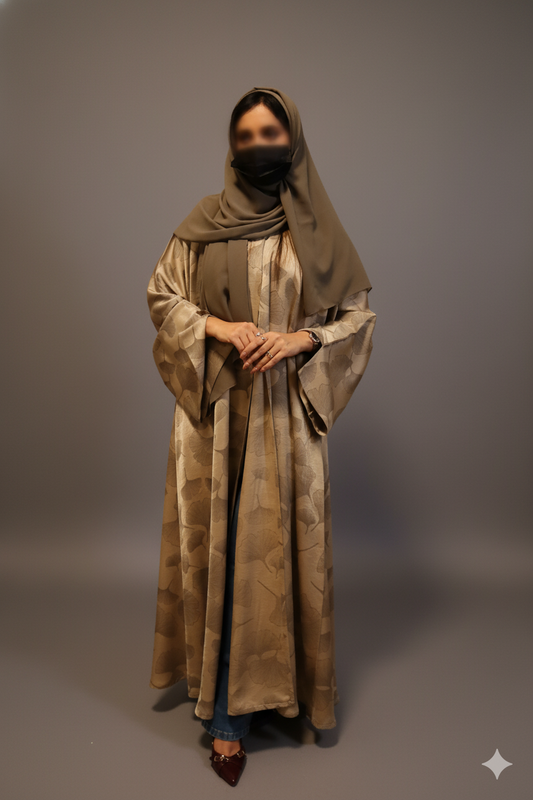 Sophisticated Beige Abaya with Silk Finish