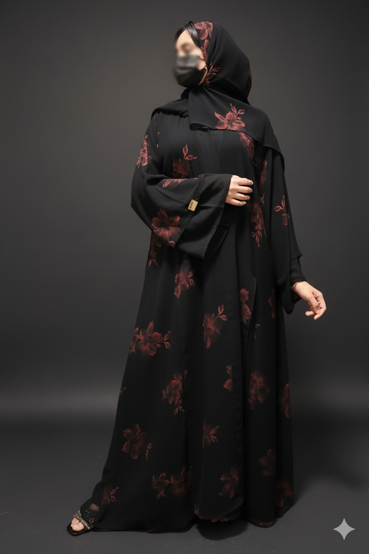Elegant Black Floral Abaya