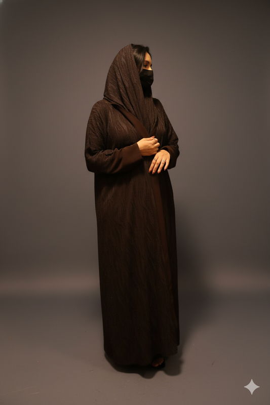 Elegant Brown Textured Abaya