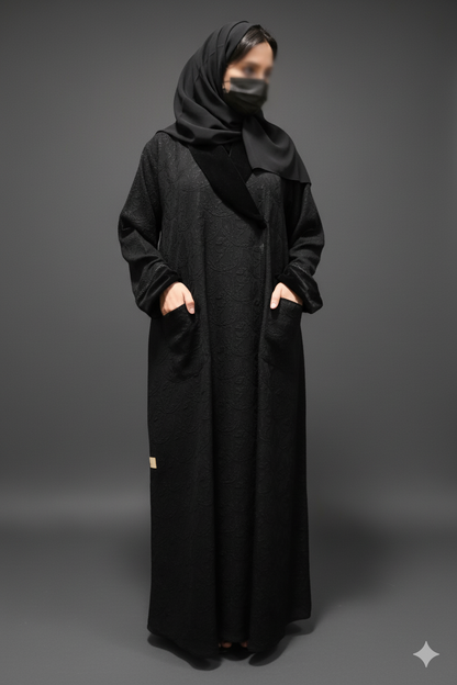 Black Abaya with Velvet Details