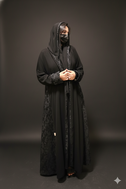 Sophisticated Black Abaya with Tweed Fabric