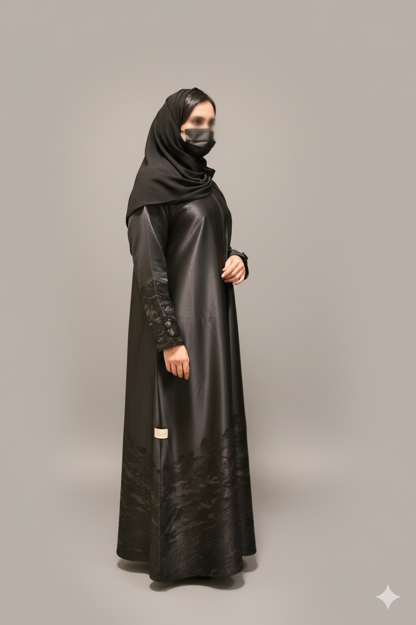Luxe Black Abaya with a Unique Design