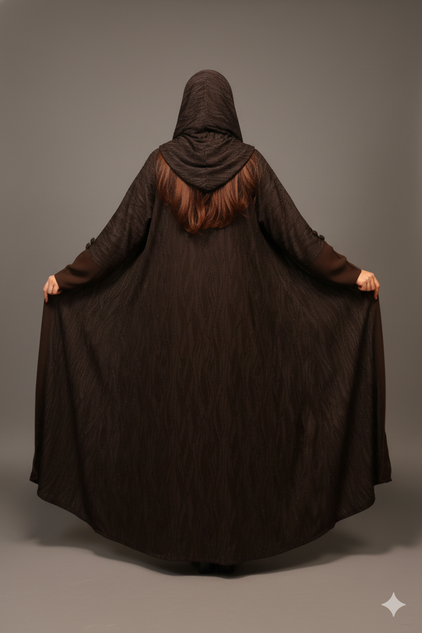 Elegant Brown Textured Abaya