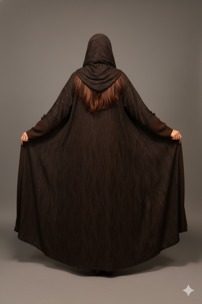 Elegant Brown Textured Abaya