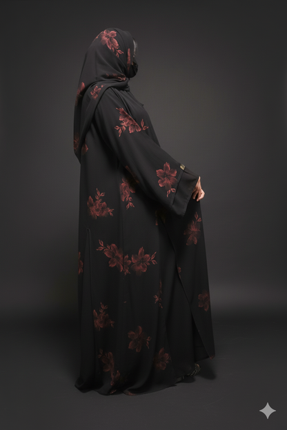 Elegant Black Floral Abaya