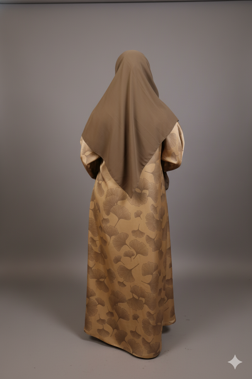 Sophisticated Beige Abaya with Silk Finish