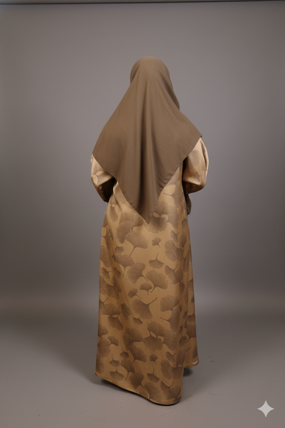 Sophisticated Beige Abaya with Silk Finish