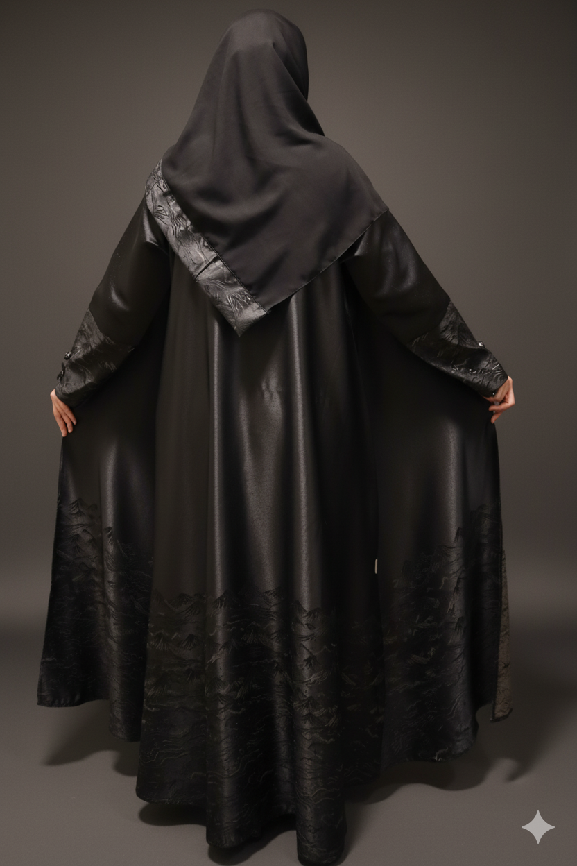 Luxe Black Abaya with a Unique Design