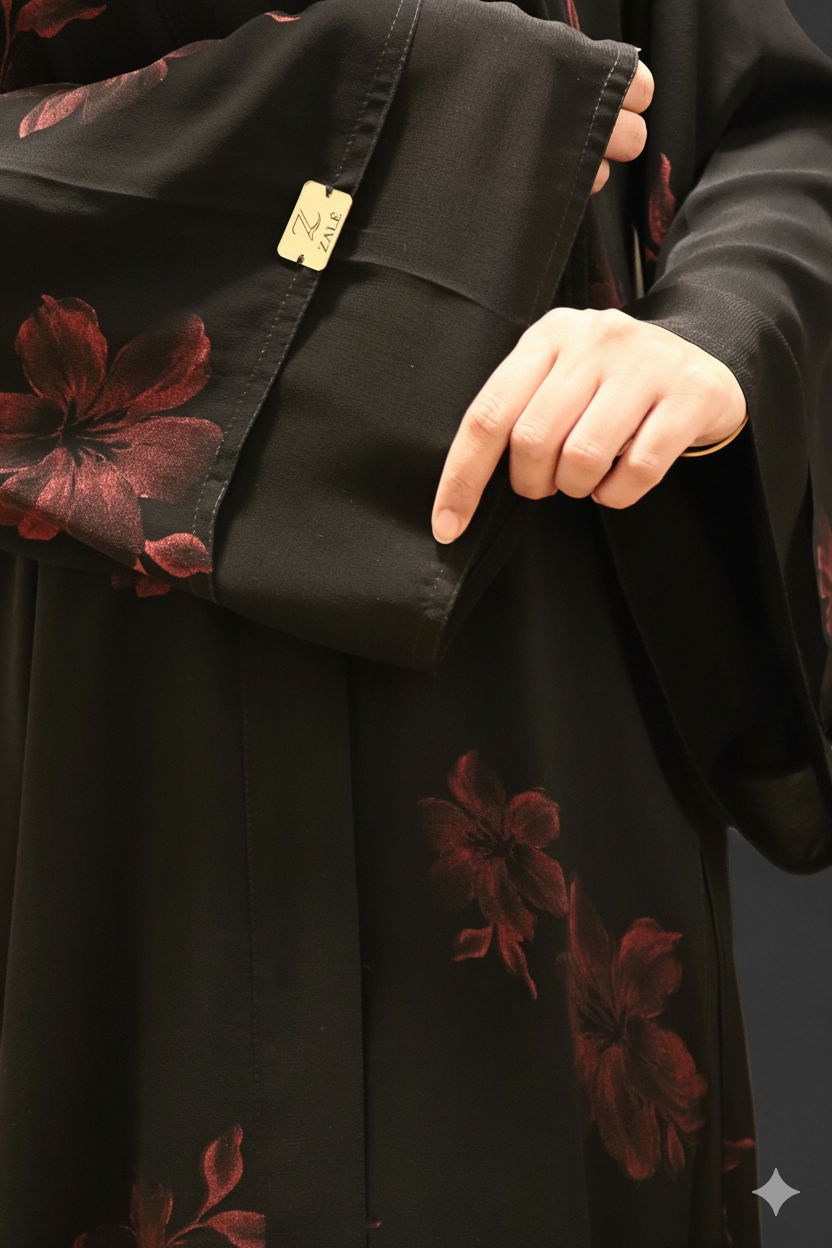 Elegant Black Floral Abaya